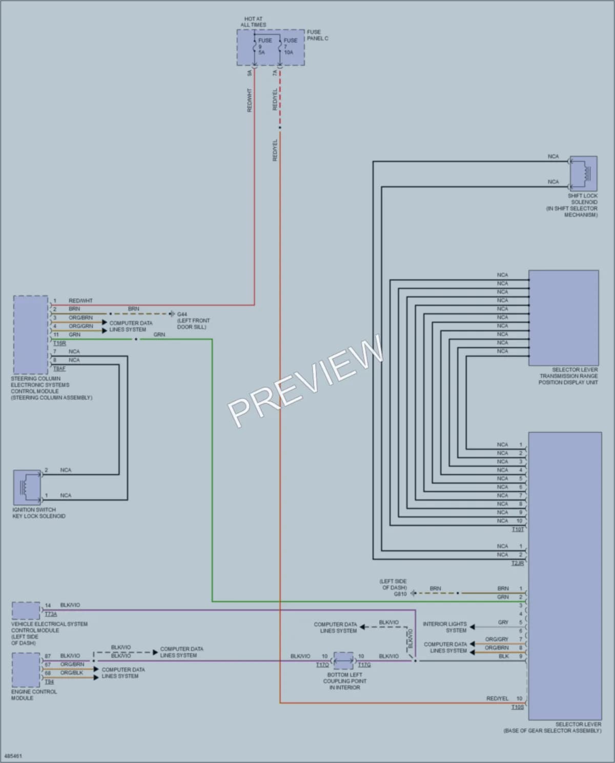 2015 Volkswagen eGolf Shift Interlock wiring diagram preview