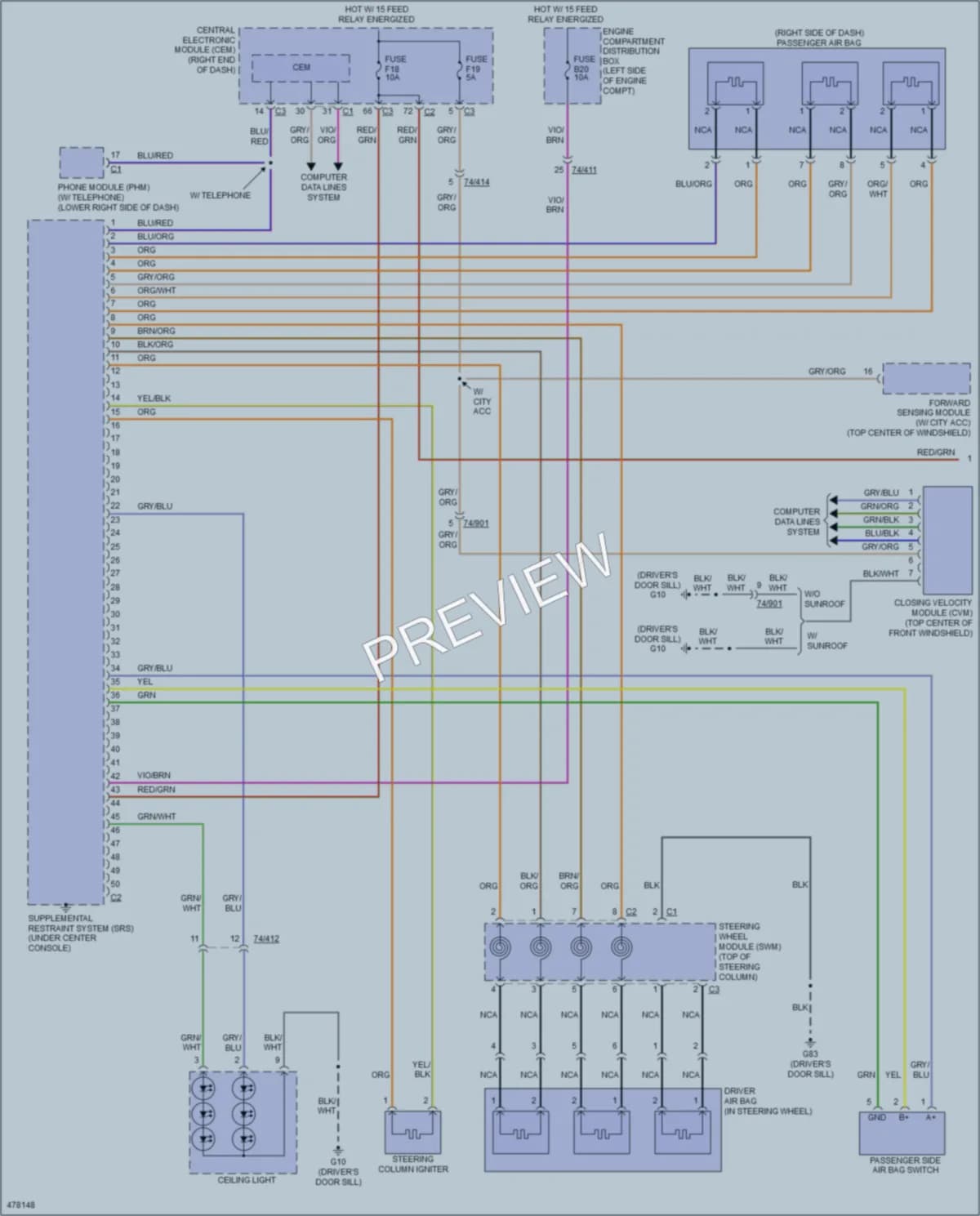 2015 Volvo S60 Supplemental Restraints wiring diagram preview