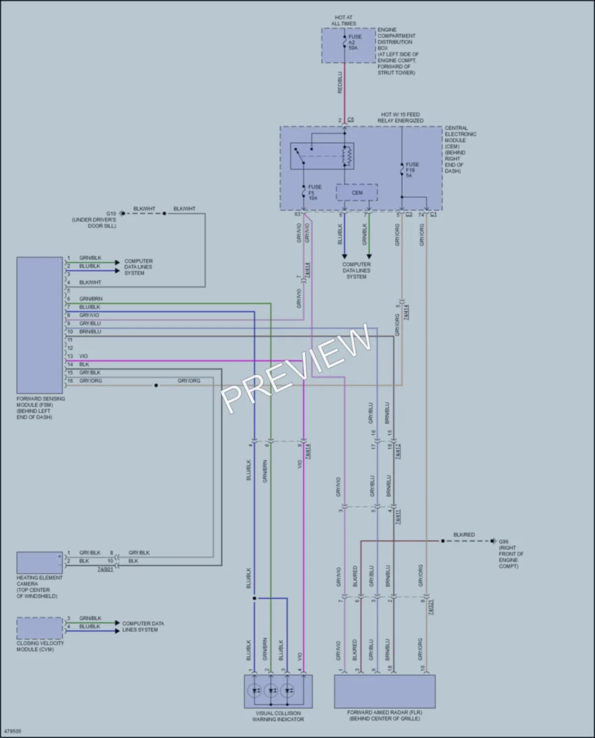 2015 Volvo S80 Warning Systems wiring diagram preview