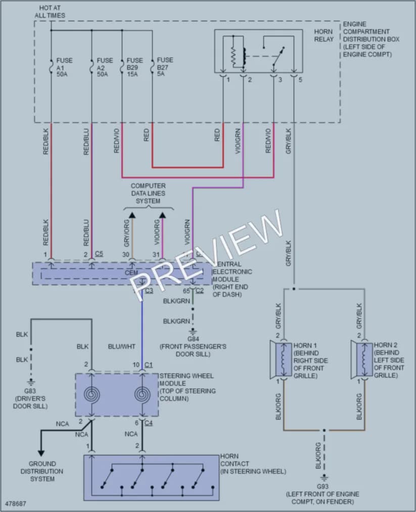 2015 Volvo V60 Horn wiring diagram preview