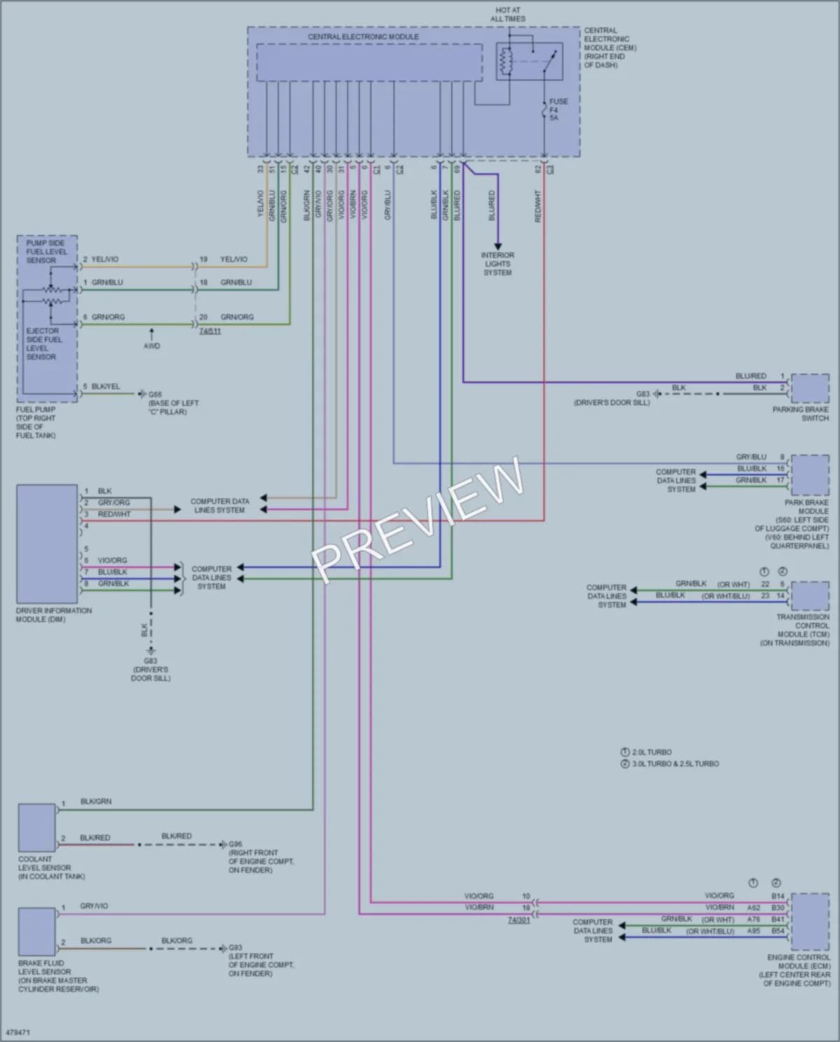 2015 Volvo V60 Instrument Cluster wiring diagram preview