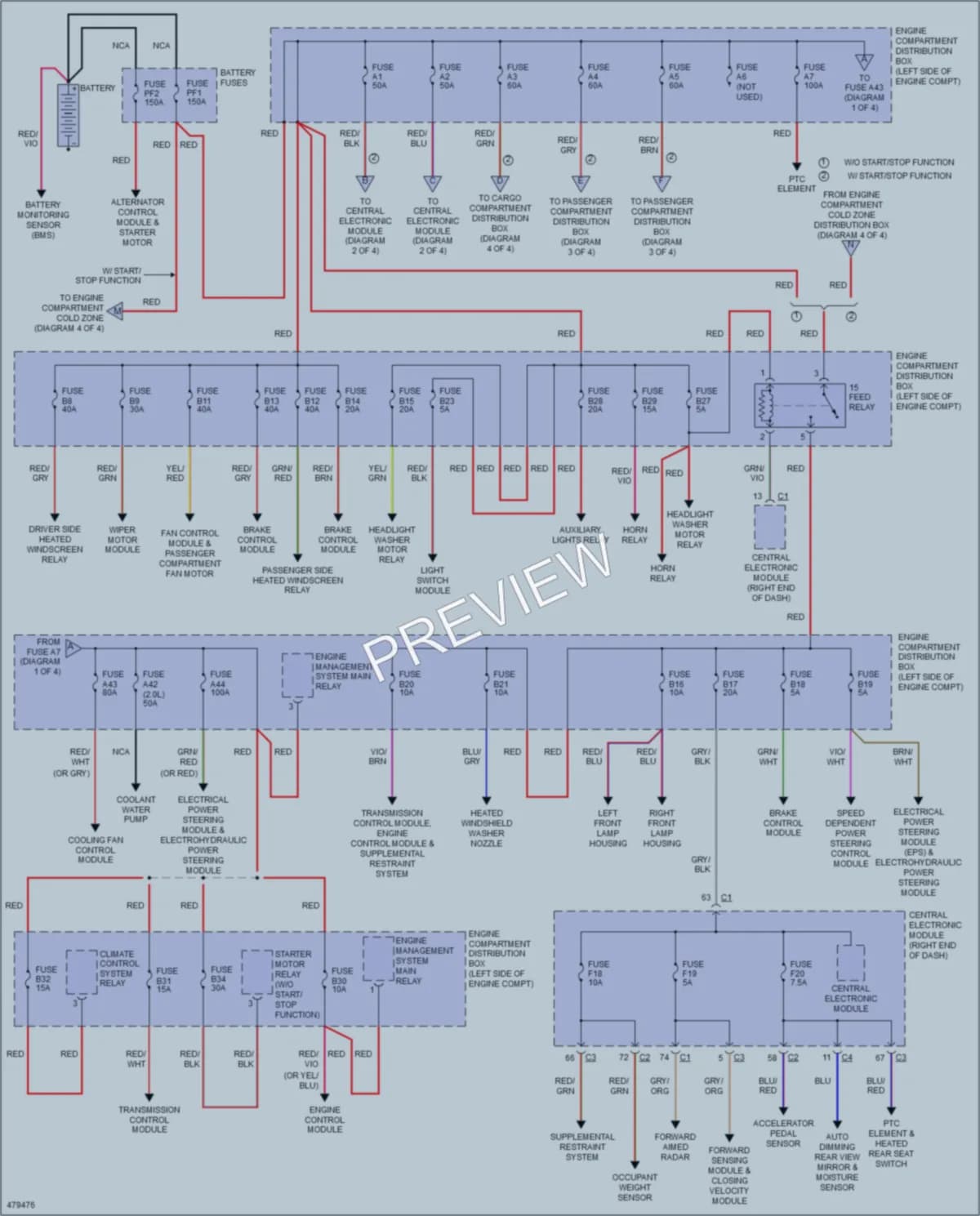 2015 Volvo V60CrossCountry Power Distribution wiring diagram preview
