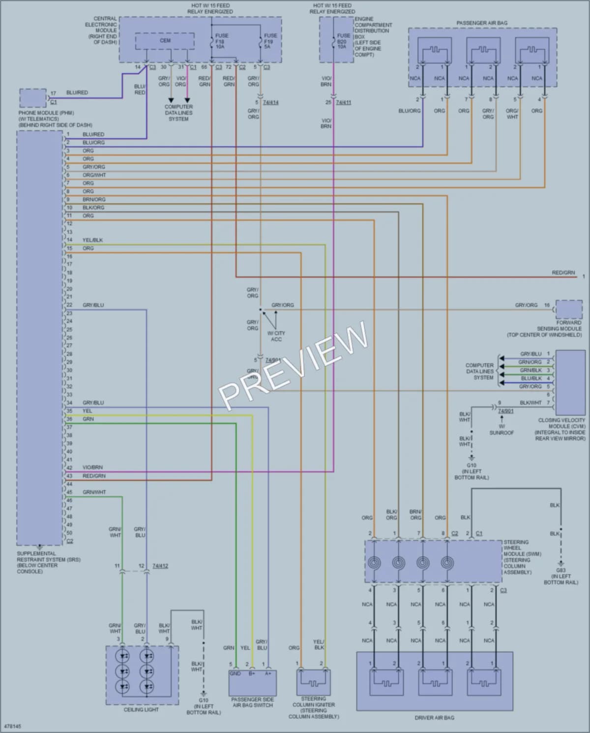 2015 Volvo XC60 Supplemental Restraints wiring diagram preview