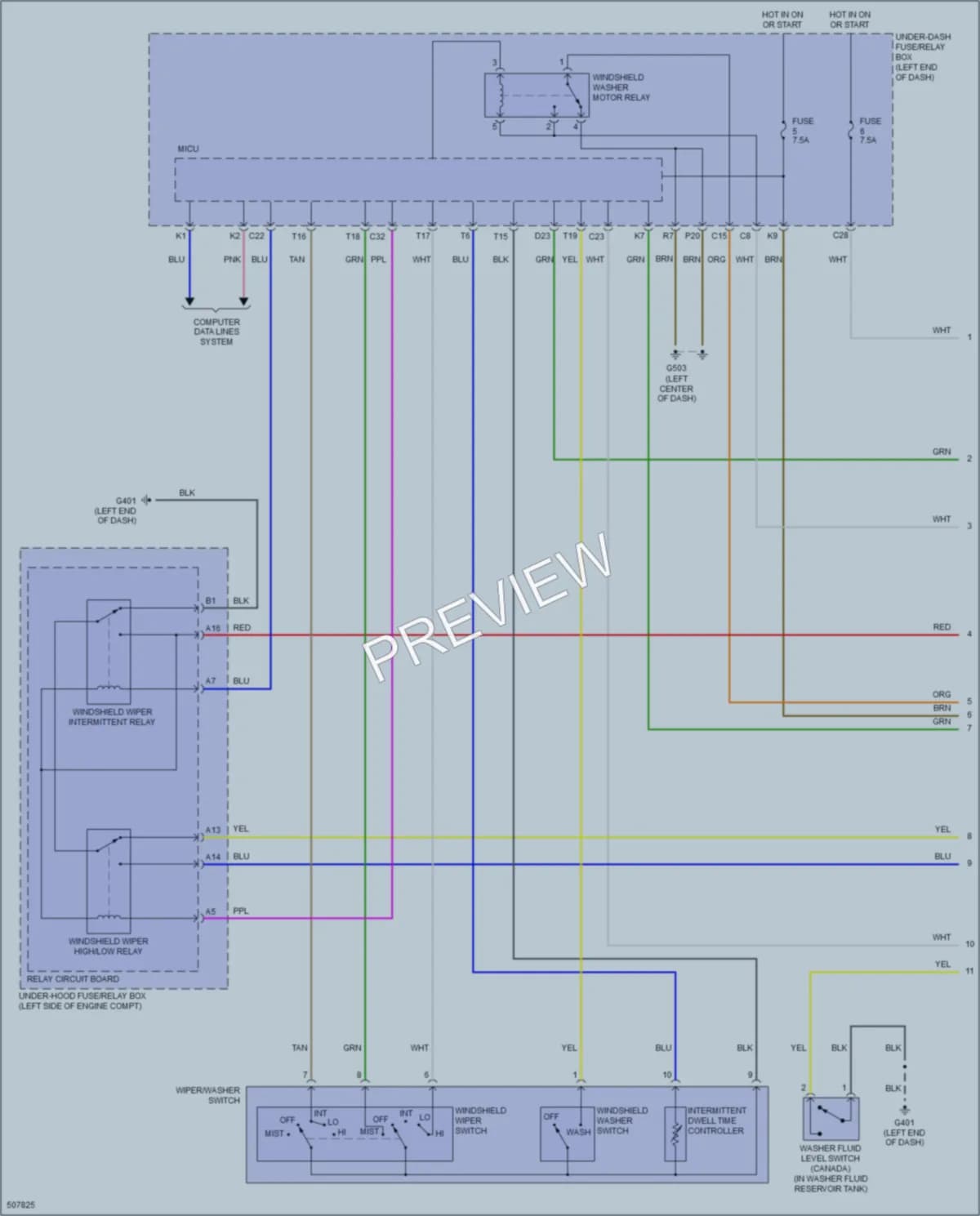2016 Acura ILX Wiper Washer wiring diagram preview