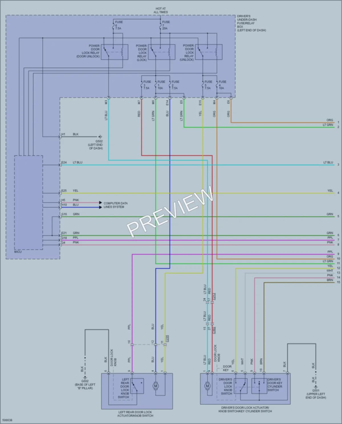 2016 Acura MDX Power Door Locks wiring diagram preview