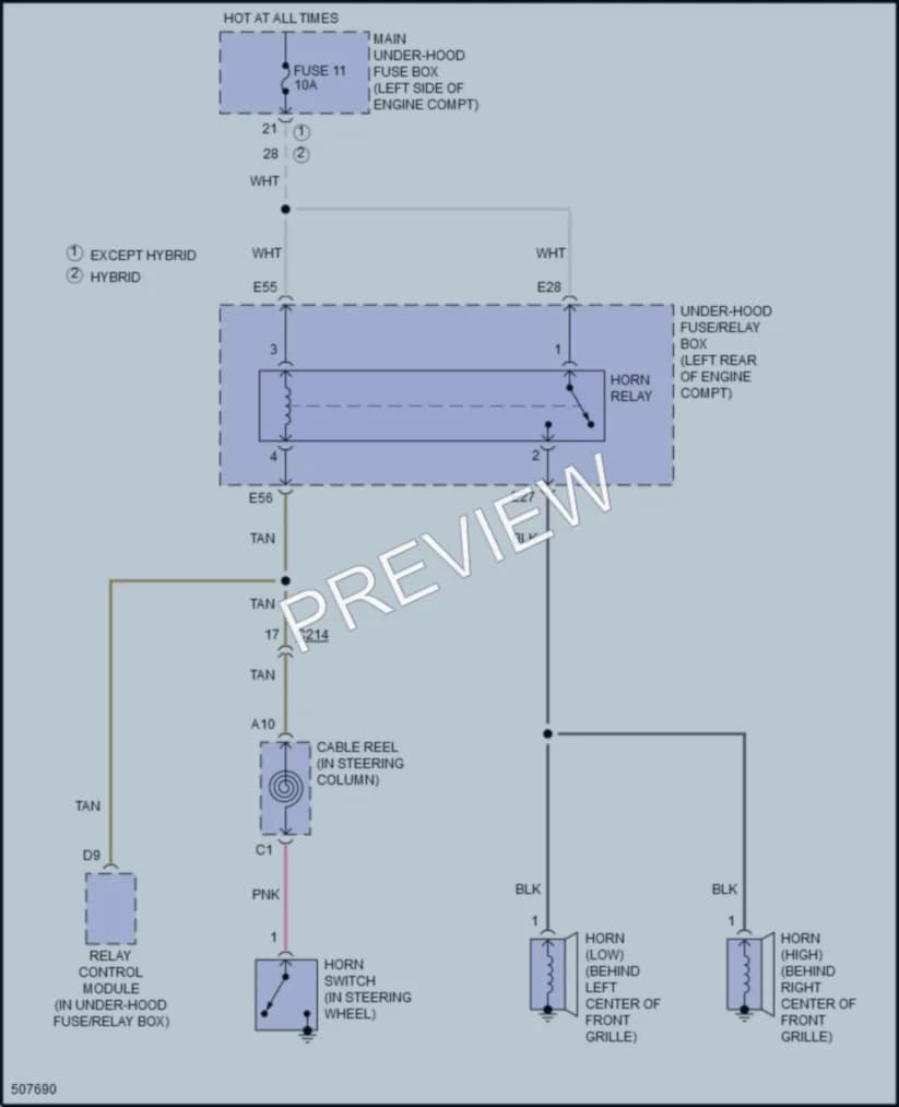 2016 Acura RLX Horn wiring diagram preview