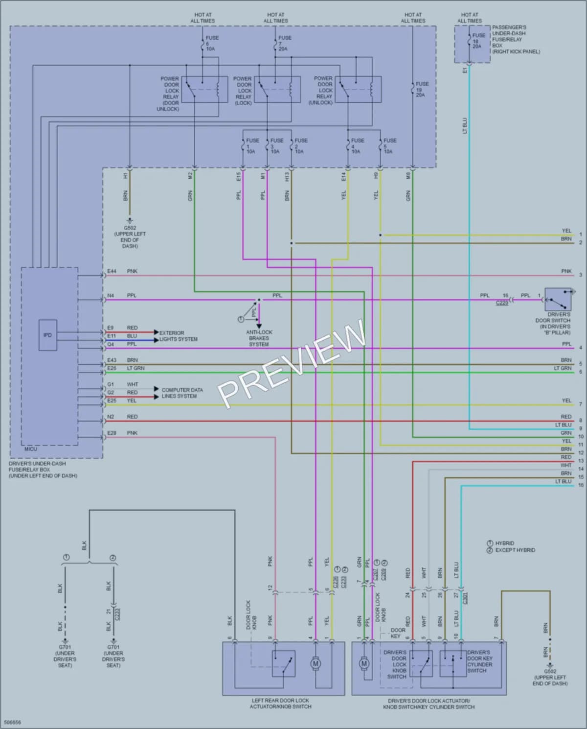 2016 Acura RLX Power Door Locks wiring diagram preview