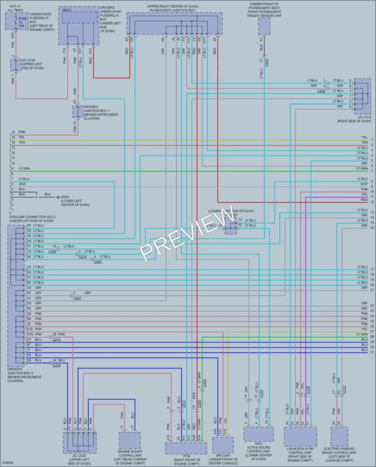 2016 Acura RLXSportHybrid Computer Data Lines wiring diagram preview