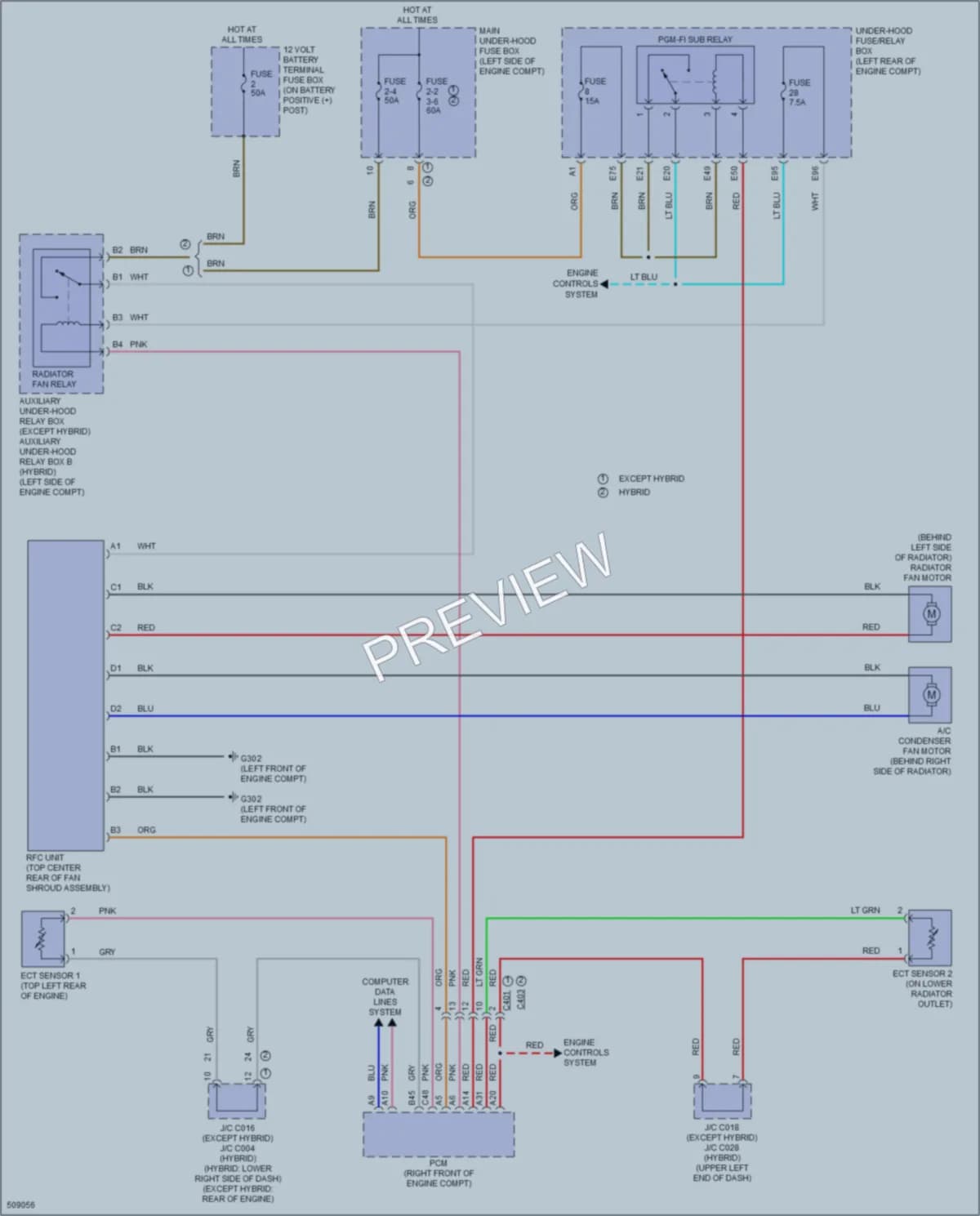 2016 Acura RLXSportHybrid Cooling Fan wiring diagram preview