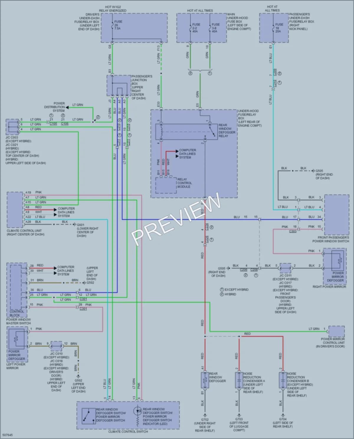 2016 Acura RLXSportHybrid Defoggers wiring diagram preview