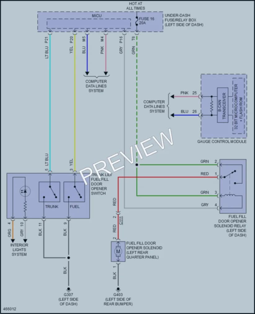 2016 Acura TLX Trunk Tailgate Fuel Door wiring diagram preview