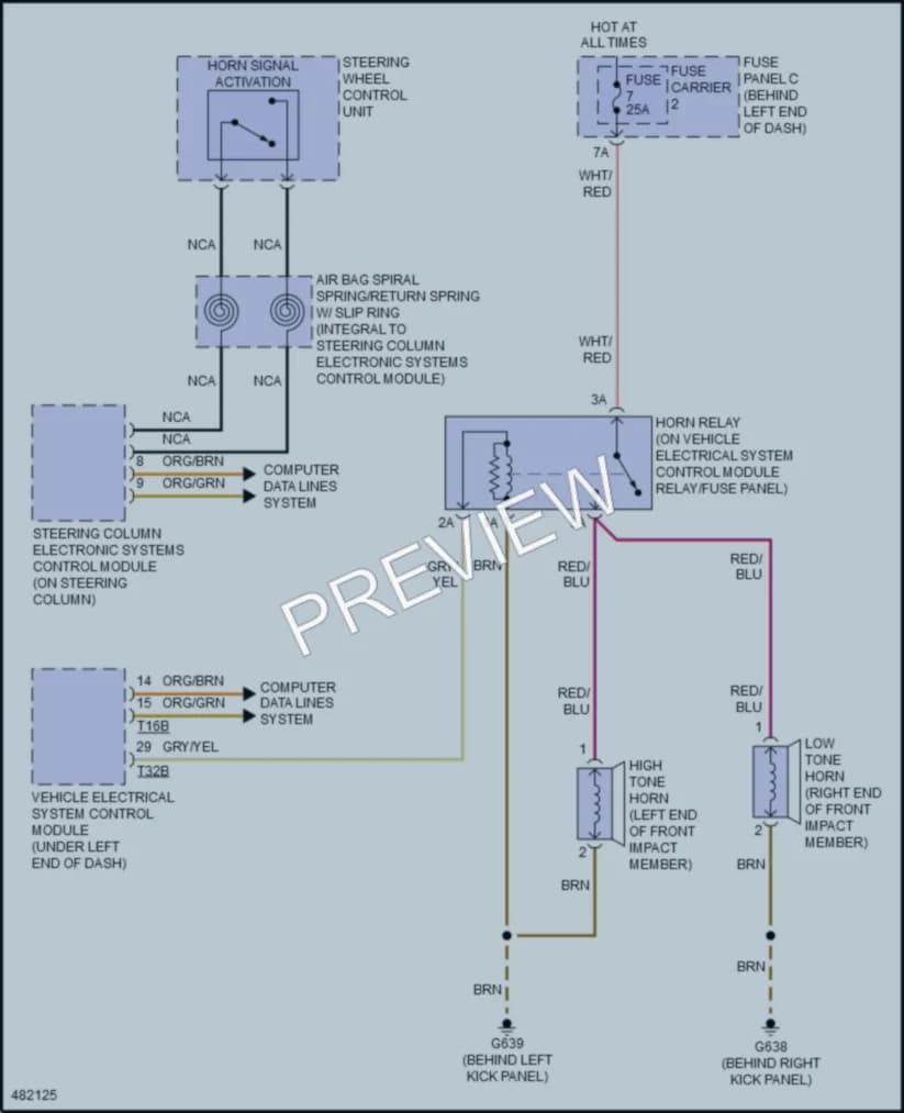 2016 Audi A4 Horn wiring diagram preview