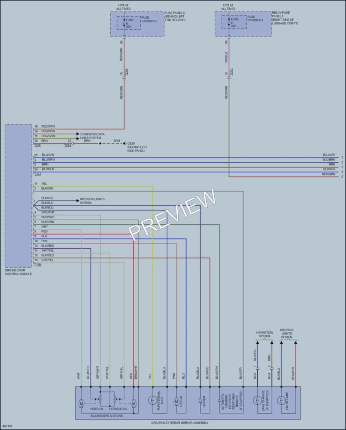 2016 Audi A4 Power Mirrors wiring diagram preview