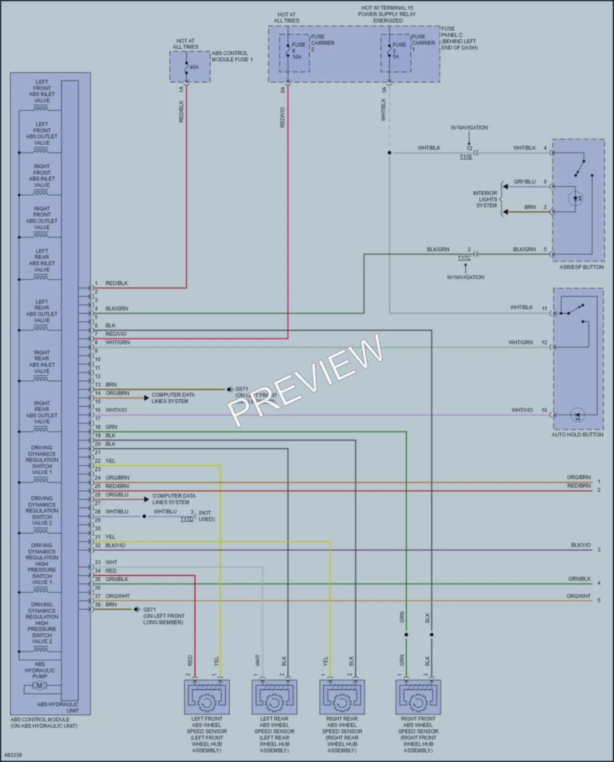 2016 Audi A4allroad Anti Lock Brakes wiring diagram preview