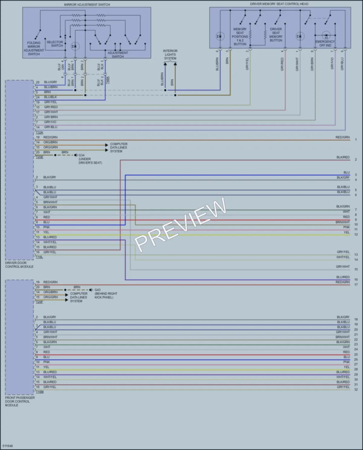 2016 Audi A6 Memory Systems wiring diagram preview