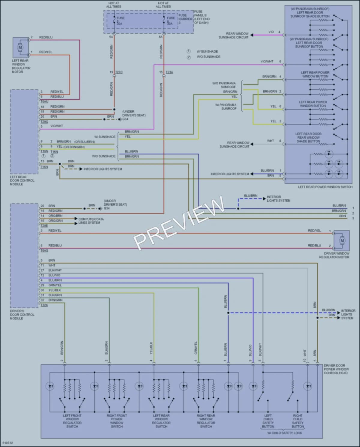 2016 Audi A6 Power Windows wiring diagram preview