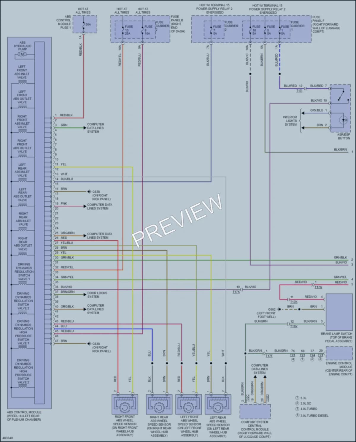 2016 Audi A8 Anti Lock Brakes wiring diagram preview