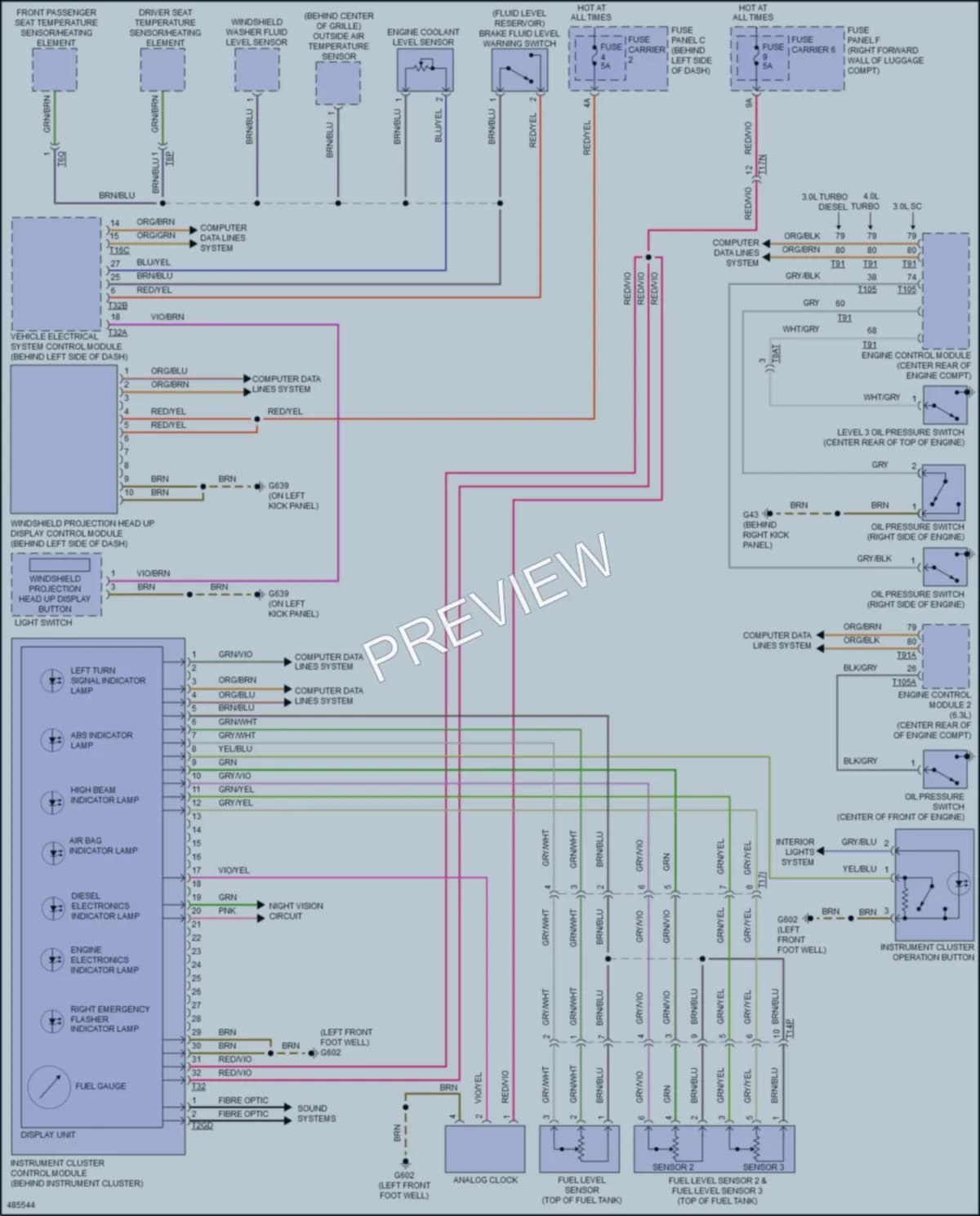 2016 Audi A8 Instrument Cluster wiring diagram preview