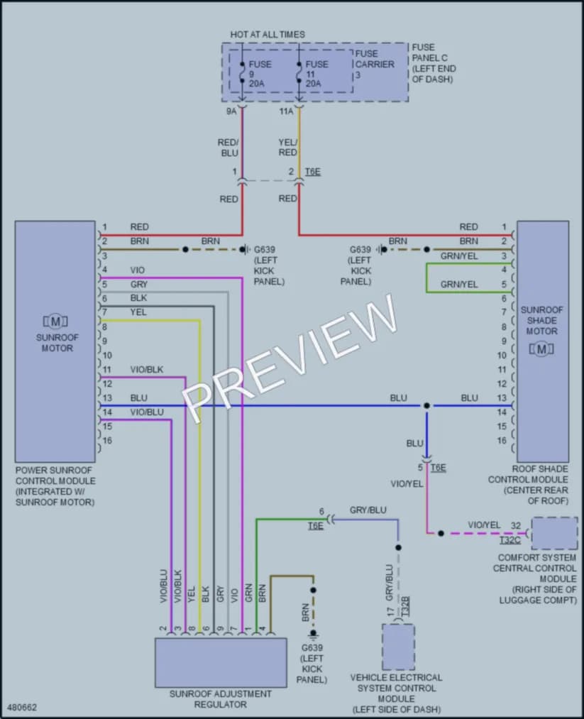 2016 Audi Q5hybrid Power Top Sunroof wiring diagram preview