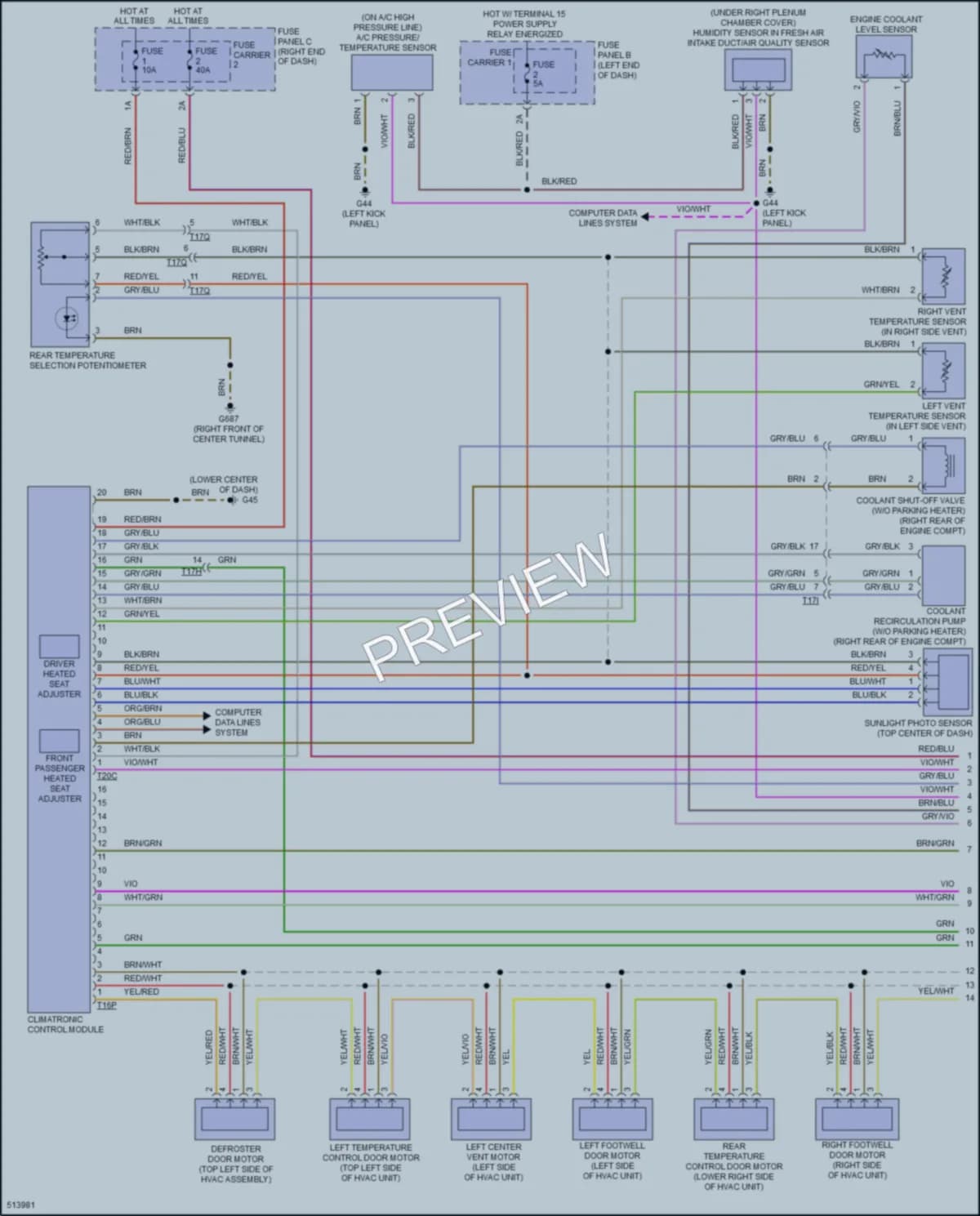 2016 Audi RS7 Air Conditioning wiring diagram preview