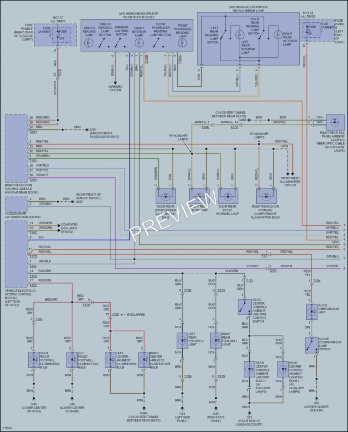 2016 Audi RS7 Interior Lights wiring diagram preview