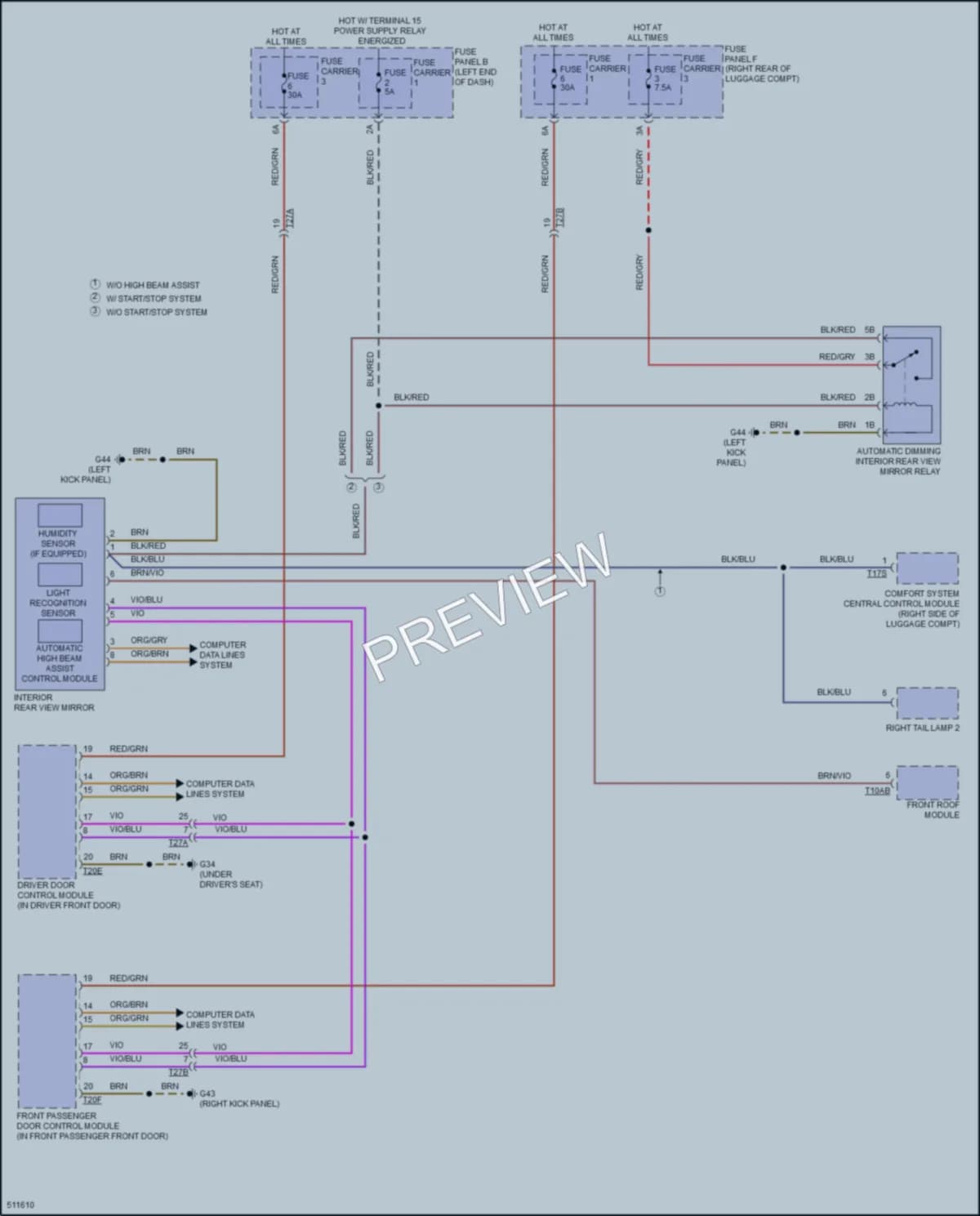 2016 Audi RS7 Power Mirrors wiring diagram preview