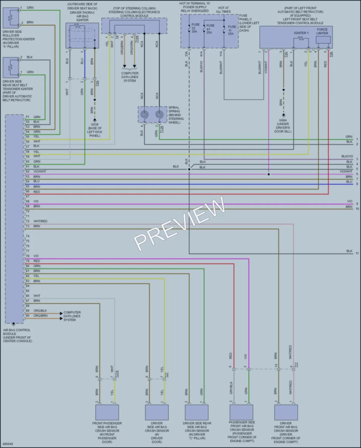 2016 Audi S3 Supplemental Restraints wiring diagram preview