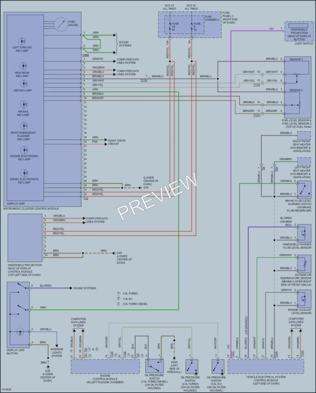 2016 Audi S7 Instrument Cluster wiring diagram preview