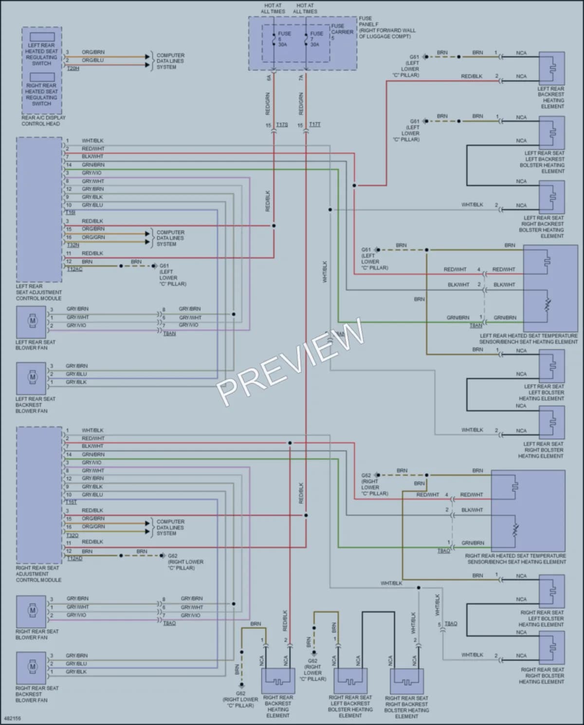 2016 Audi S8 Power Seats wiring diagram preview