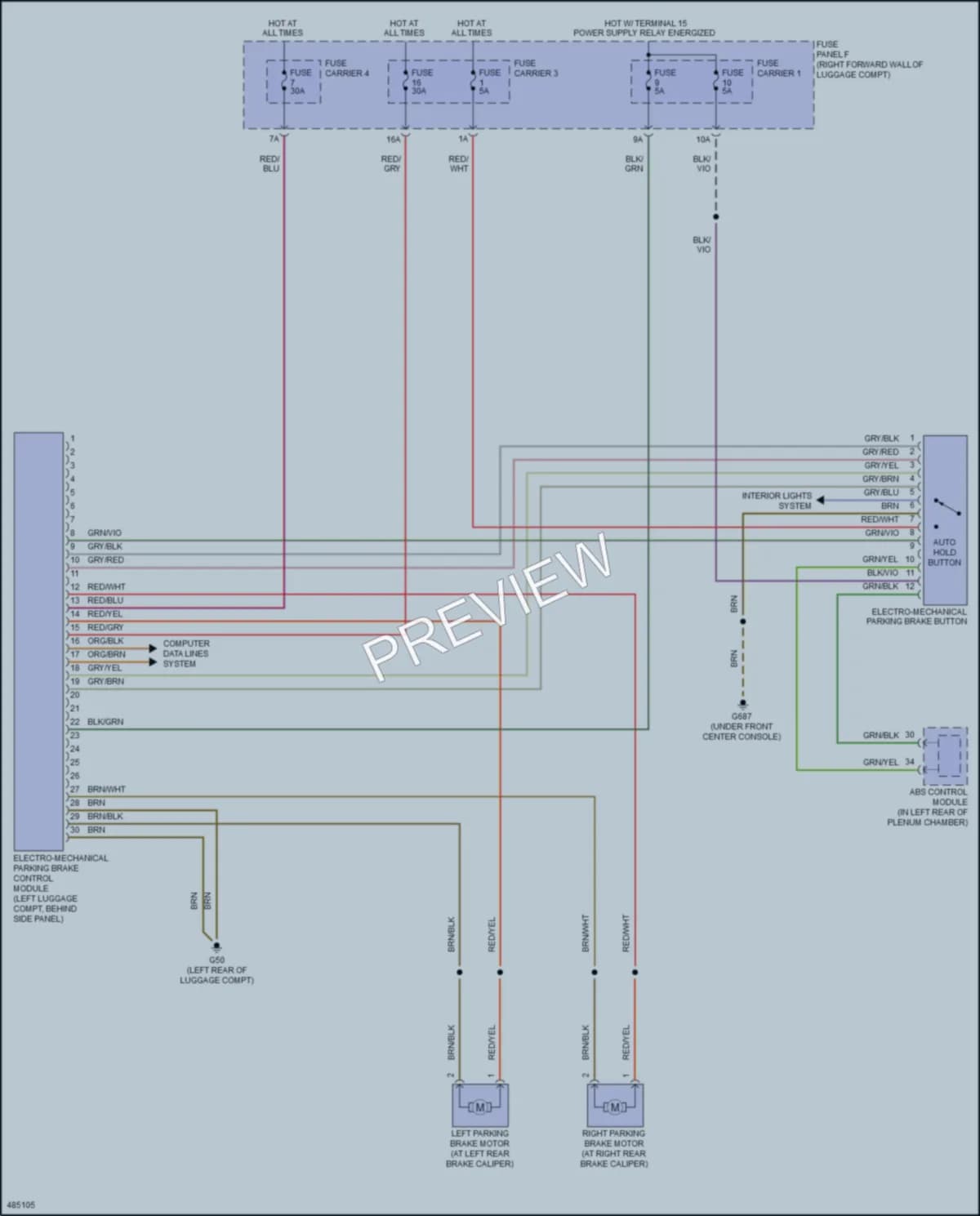2016 Audi S8 Shift Interlock wiring diagram preview