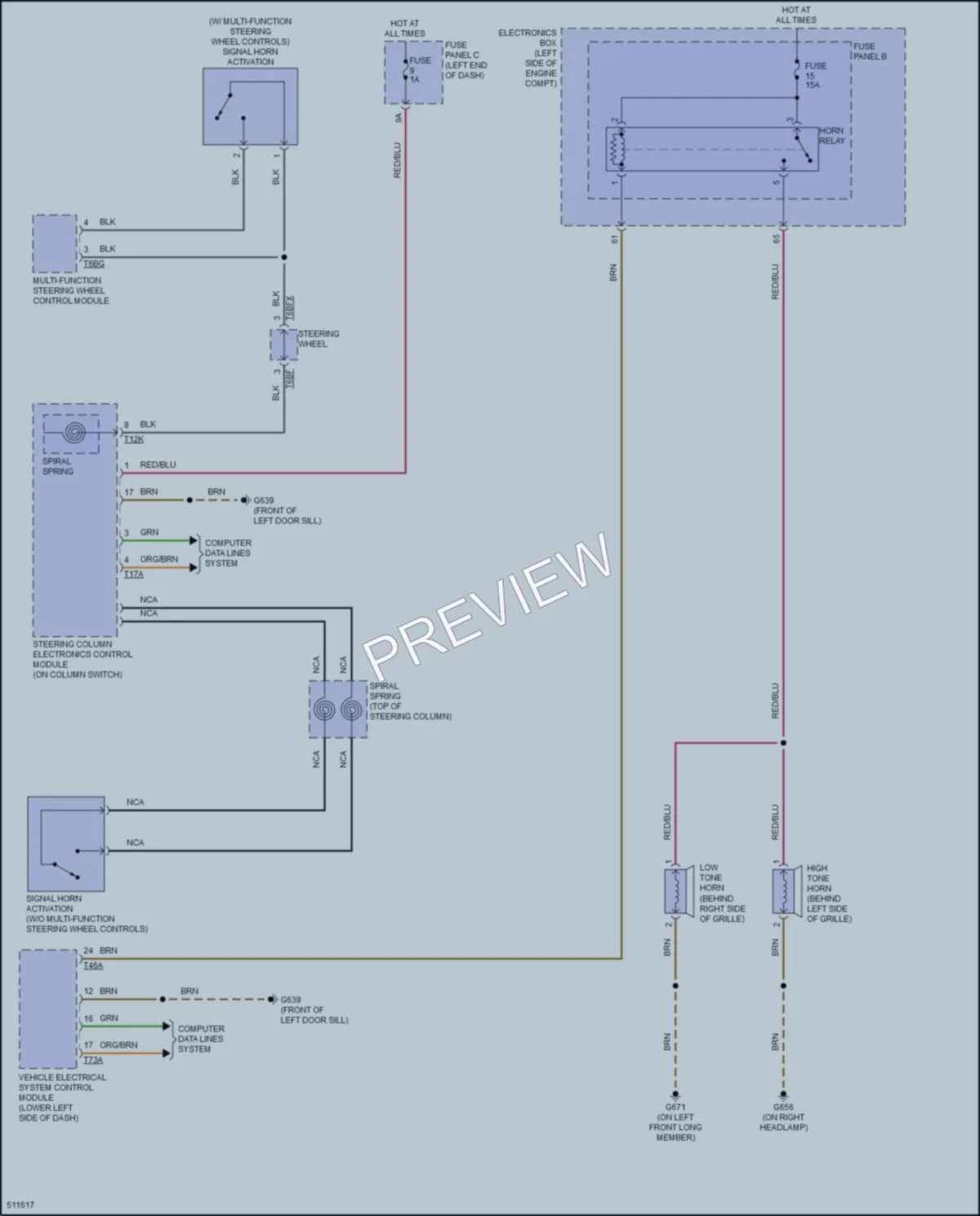 2016 Audi TT Horn wiring diagram preview