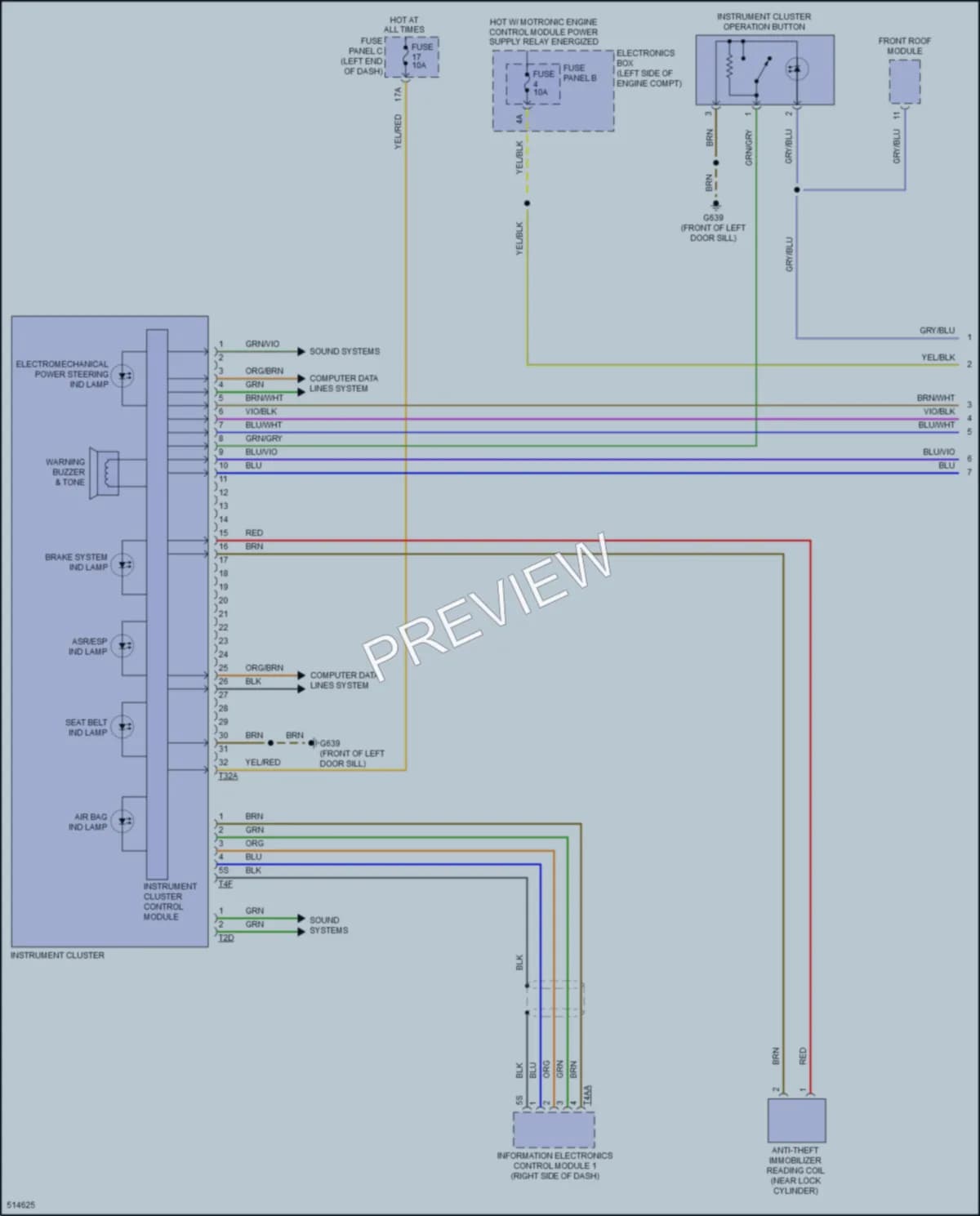 2016 Audi TT Instrument Cluster wiring diagram preview