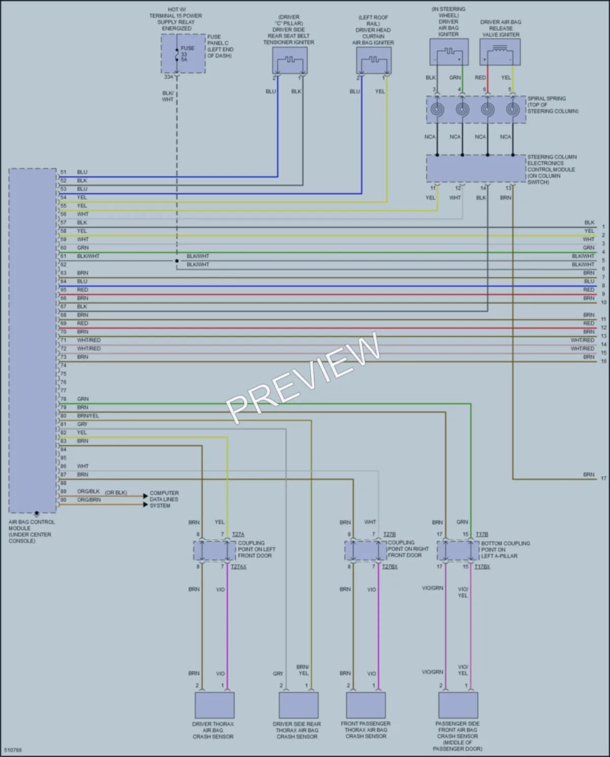 2016 Audi TTS Supplemental Restraints wiring diagram preview