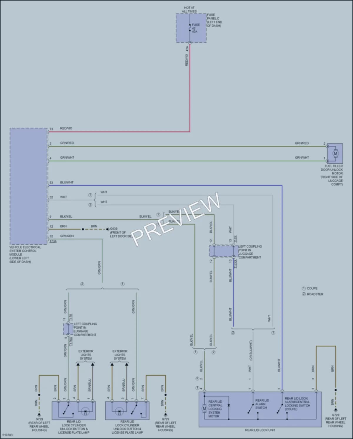 2016 Audi TTS Trunk Tailgate Fuel Door wiring diagram preview