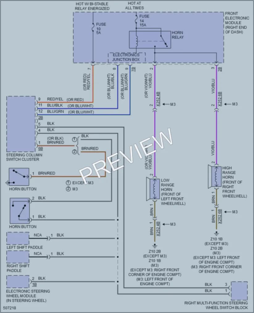 2016 BMW 328i Horn wiring diagram preview
