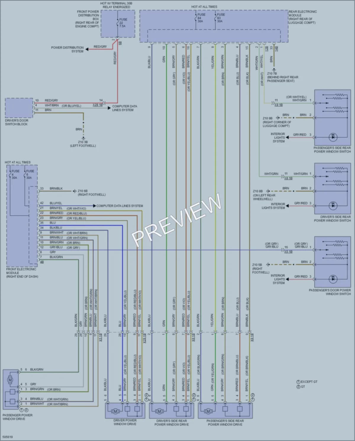 2016 BMW 328i Power Windows wiring diagram preview