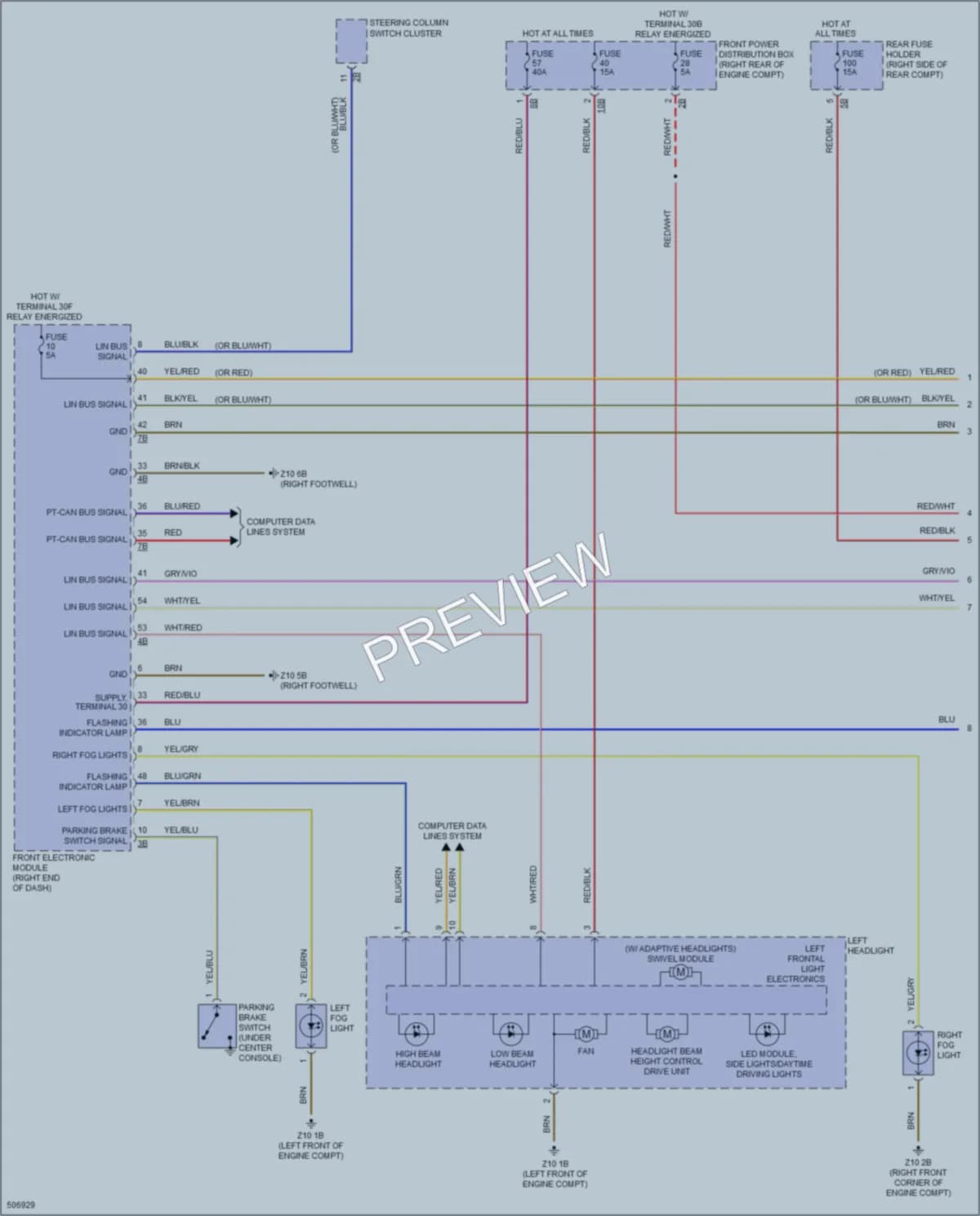 2016 BMW 330e Headlights wiring diagram preview