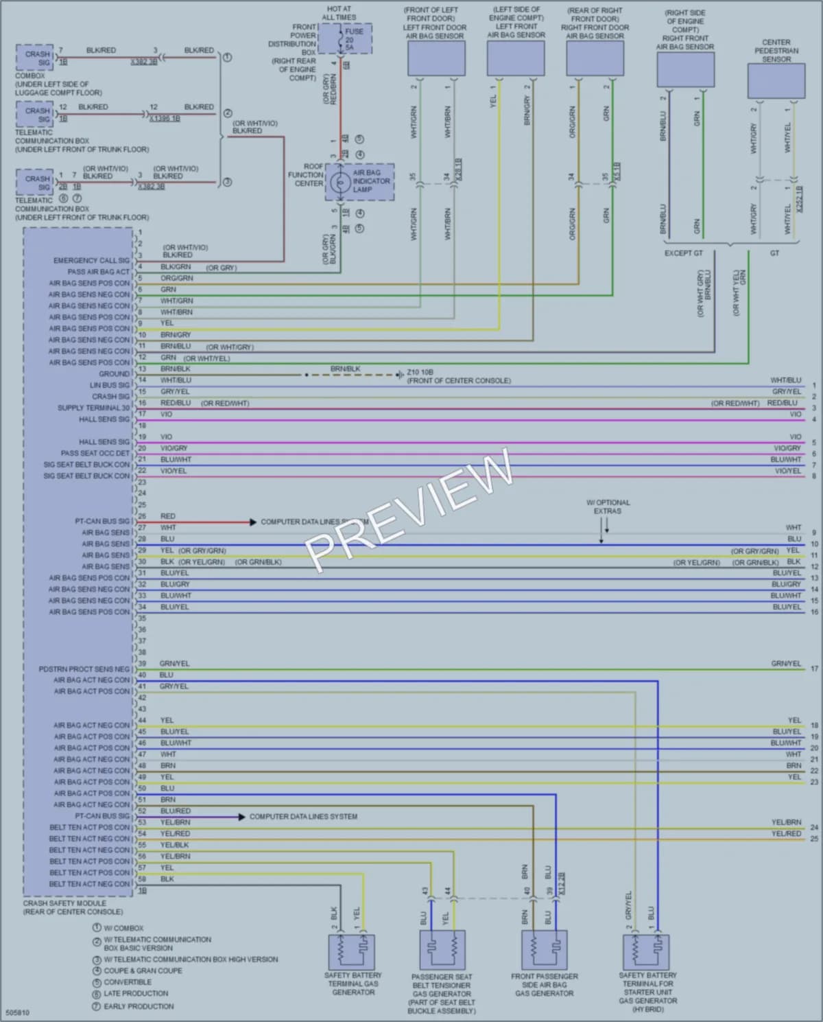 2016 BMW 330e Supplemental Restraints wiring diagram preview
