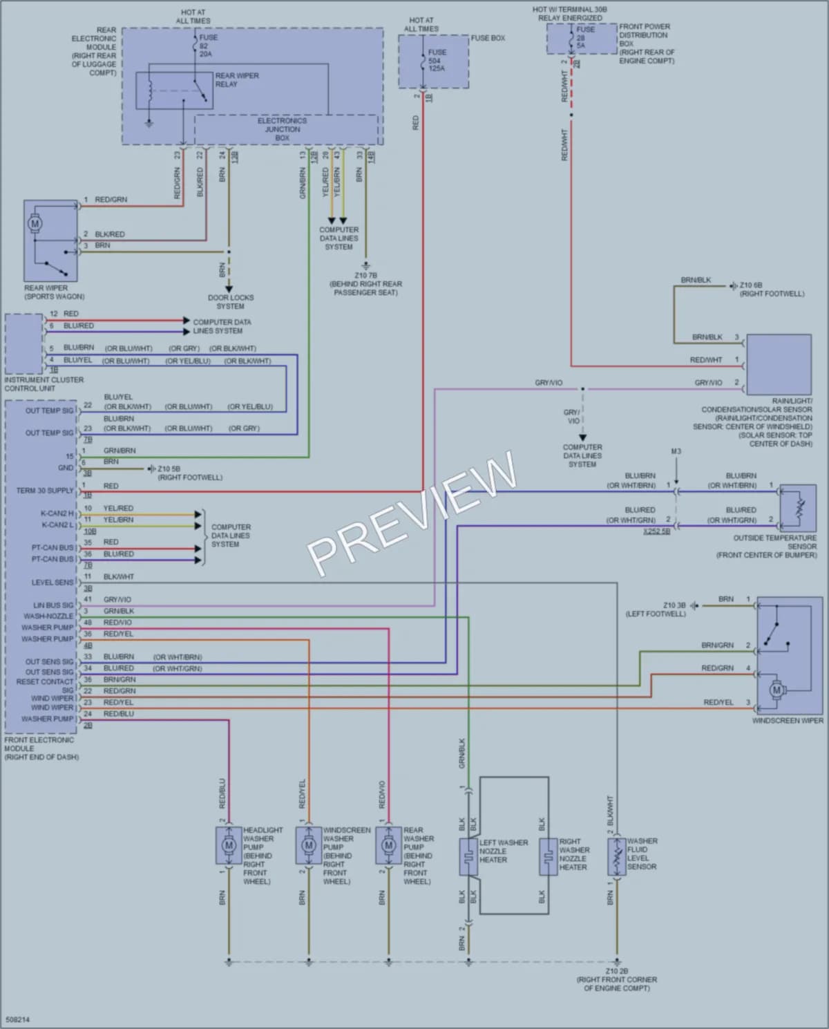 2016 BMW 330e Wiper Washer wiring diagram preview