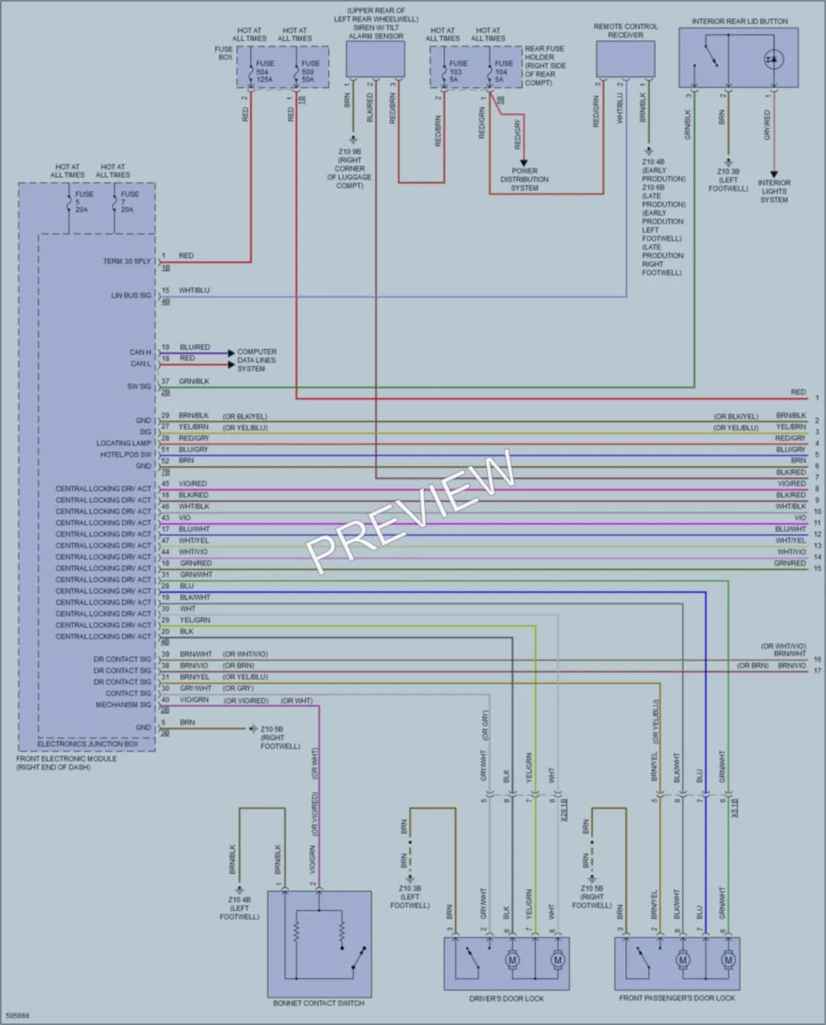 2016 BMW 340i Power Door Locks wiring diagram preview