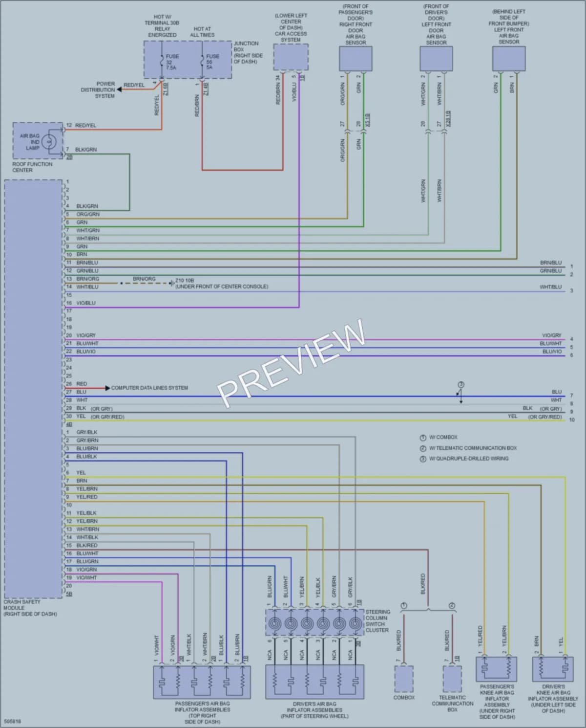 2016 BMW 528i Supplemental Restraints wiring diagram preview