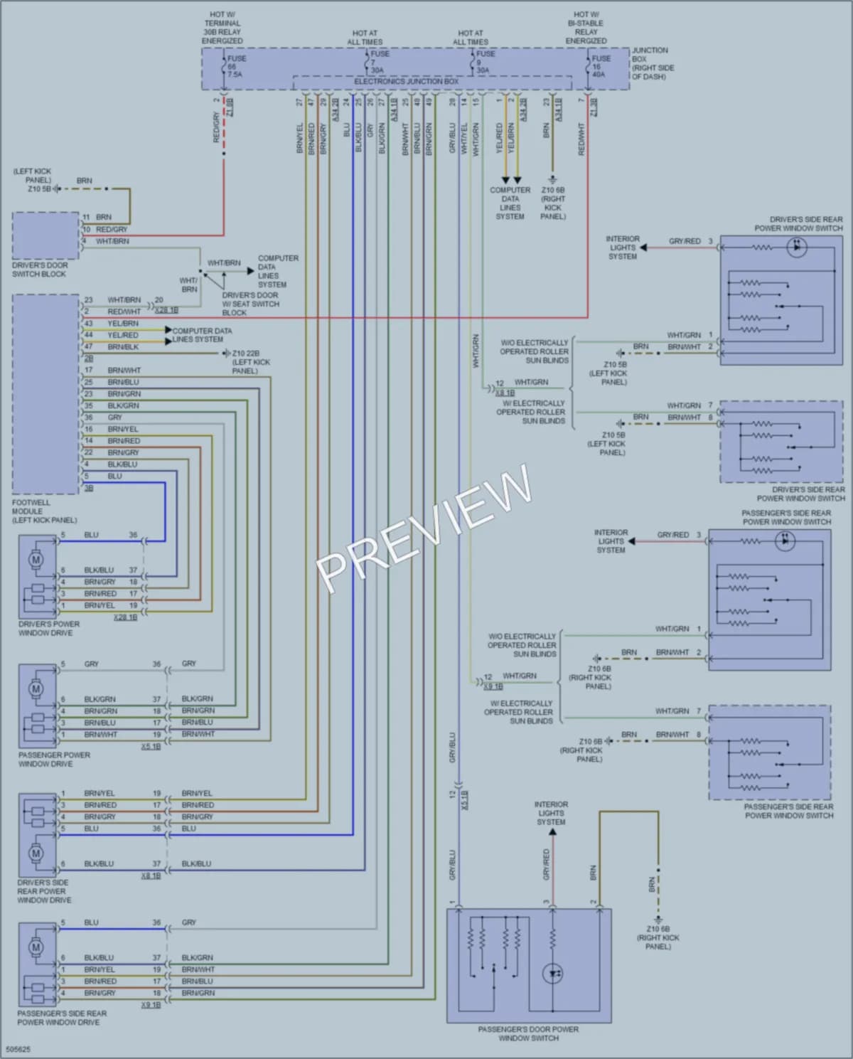 2016 BMW 535d Power Windows wiring diagram preview