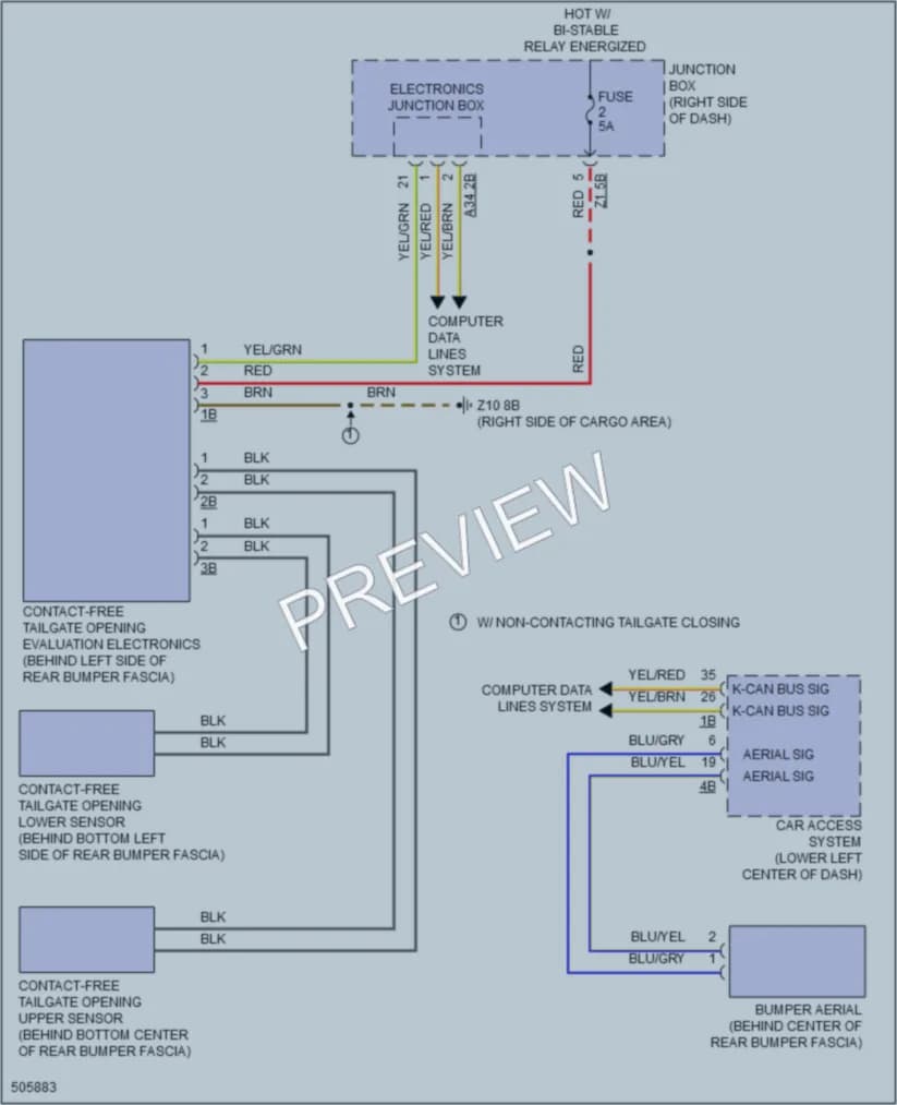 2016 BMW 535i Trunk Tailgate Fuel Door wiring diagram preview