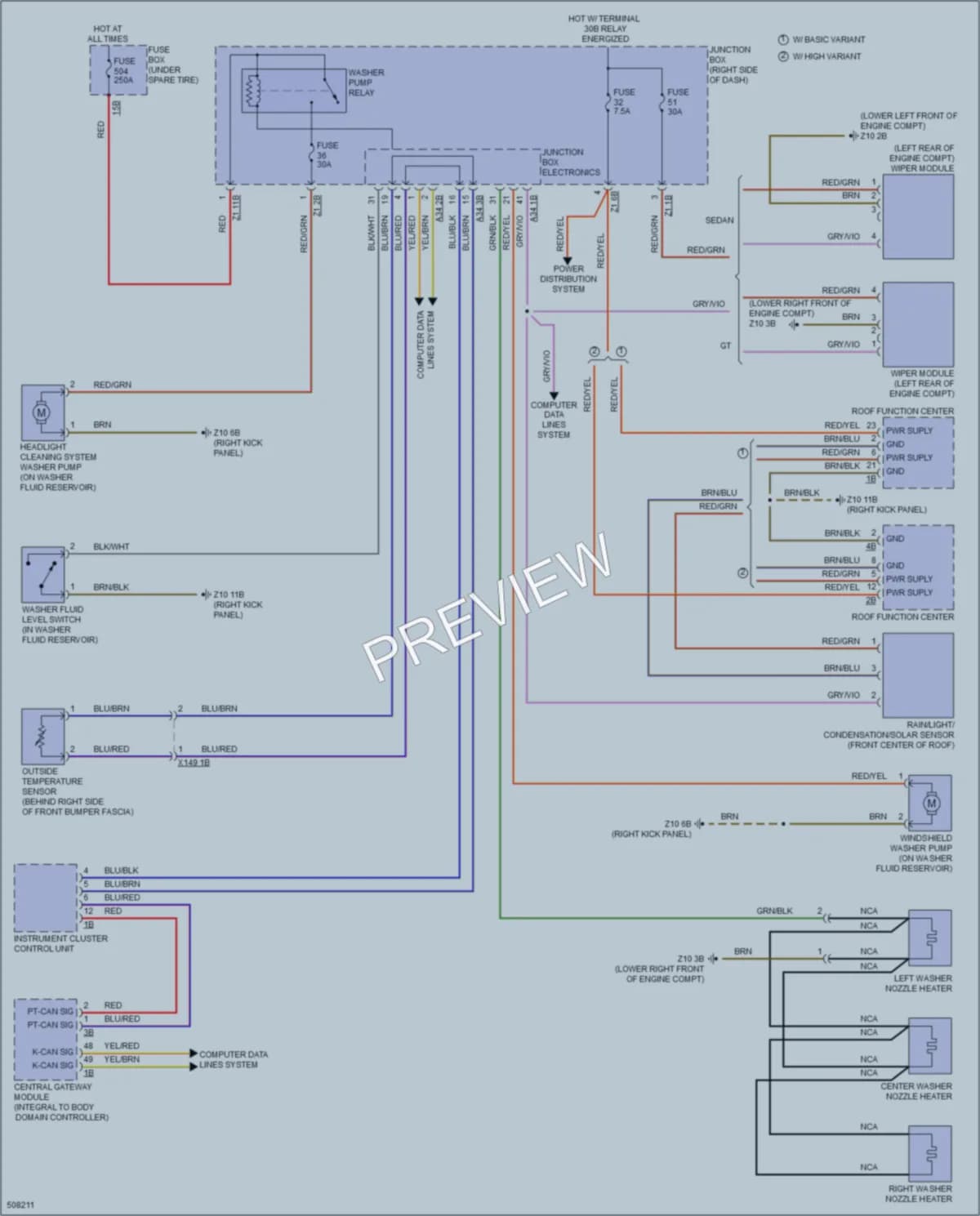 2016 BMW 535iGranTurismo Wiper Washer wiring diagram preview