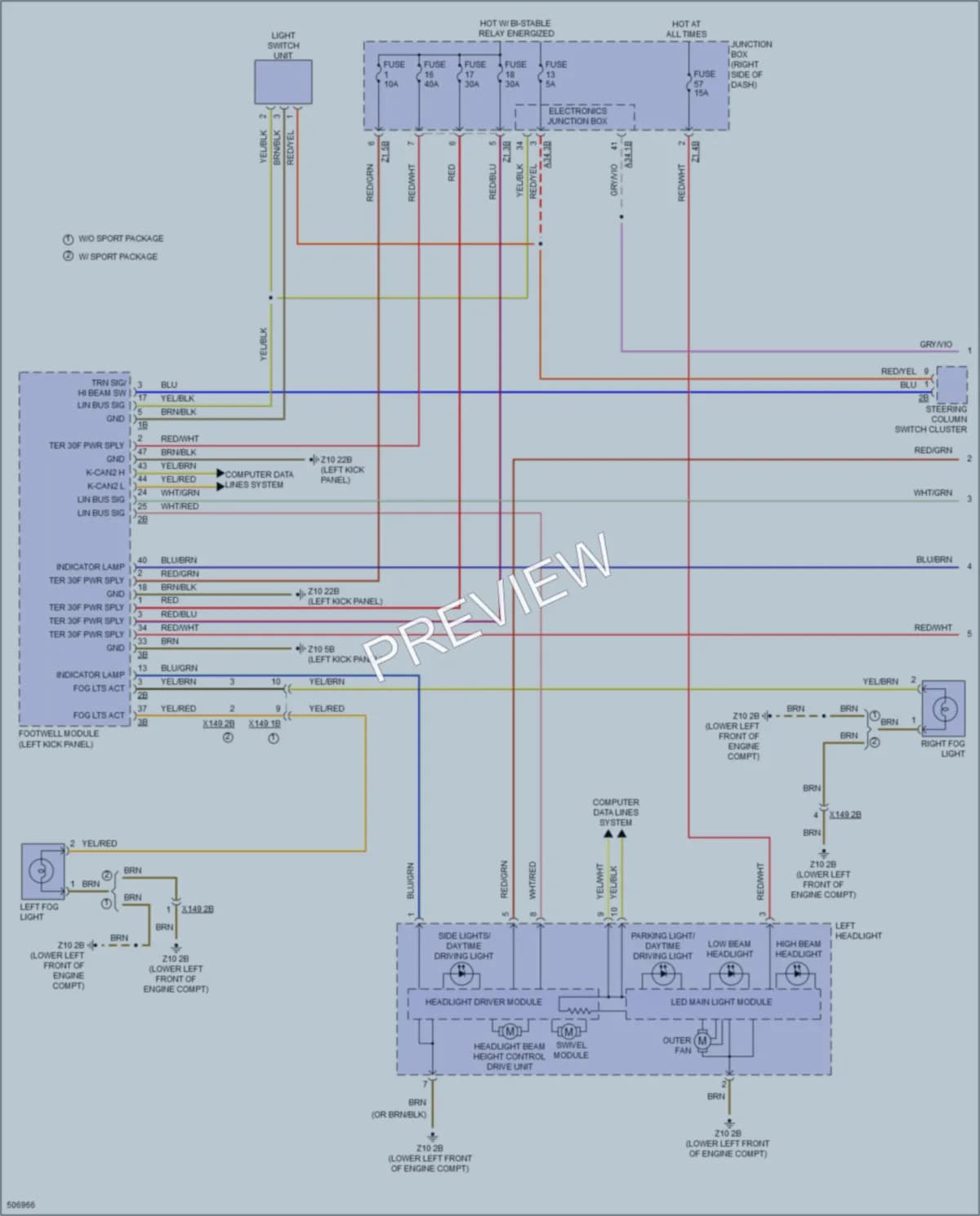 2016 BMW 550i Headlights wiring diagram preview