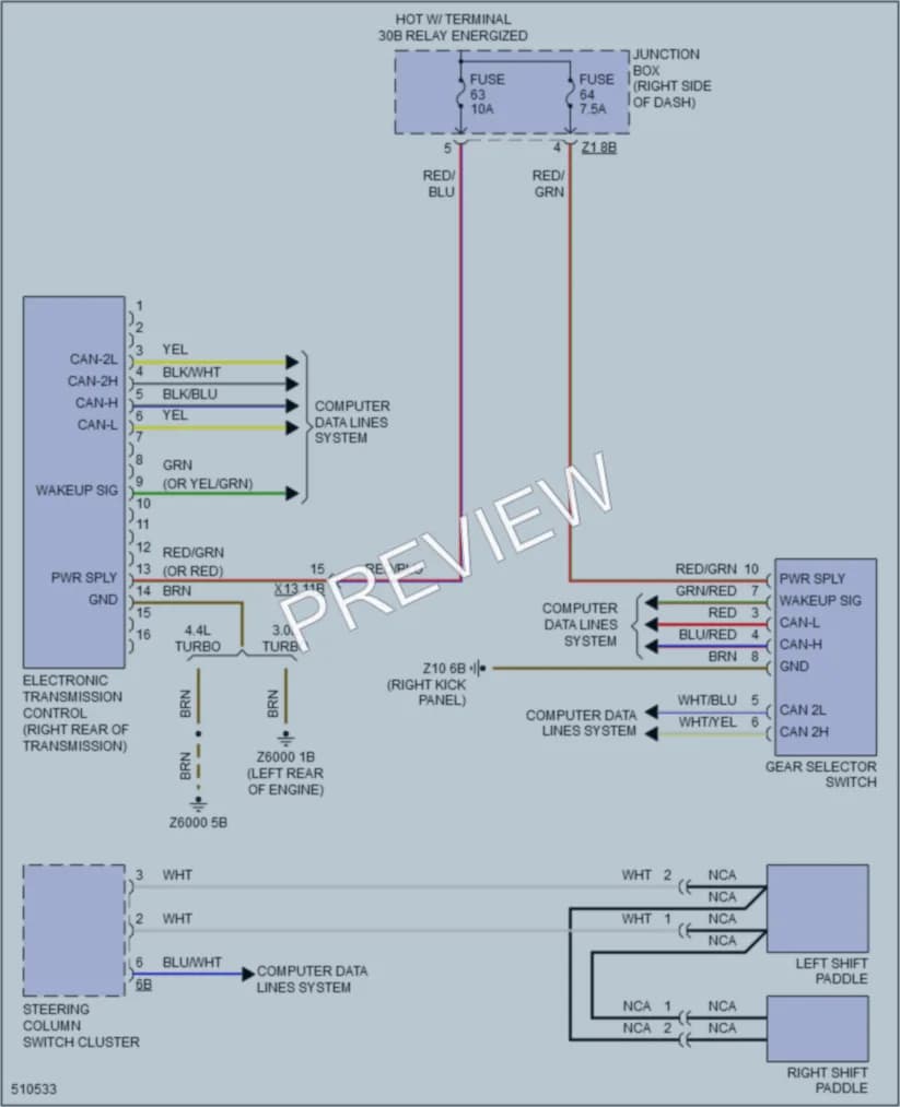 2016 BMW 550iGranTurismo Transmission wiring diagram preview