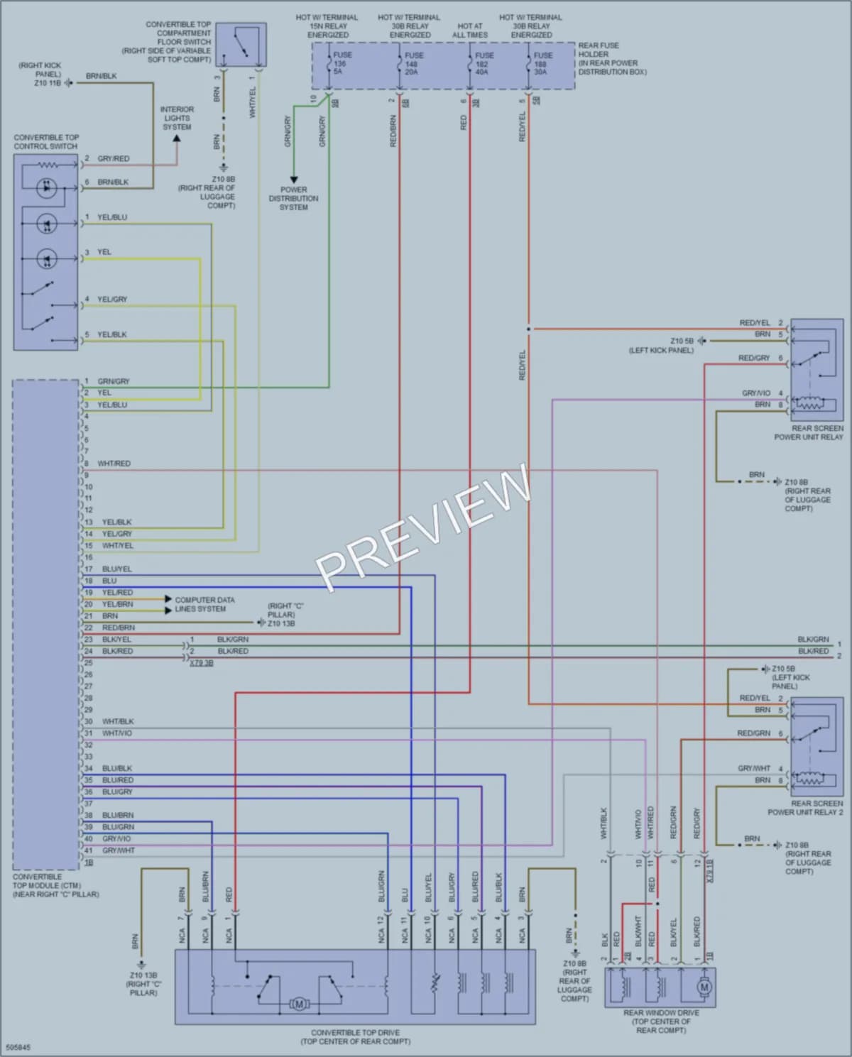 2016 BMW 640i Power Top Sunroof wiring diagram preview