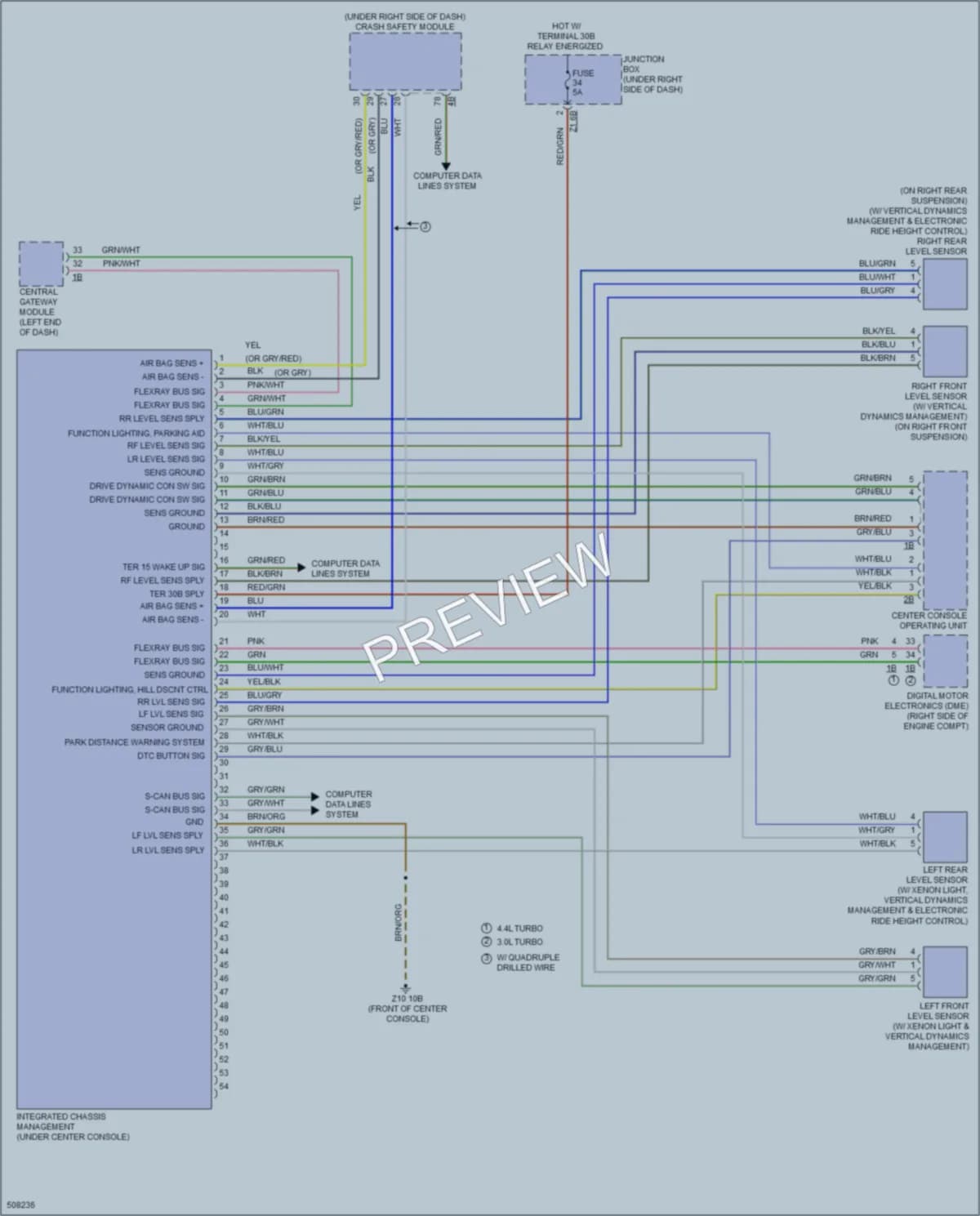 2016 BMW 640iGranCoupe Electronic Suspension wiring diagram preview
