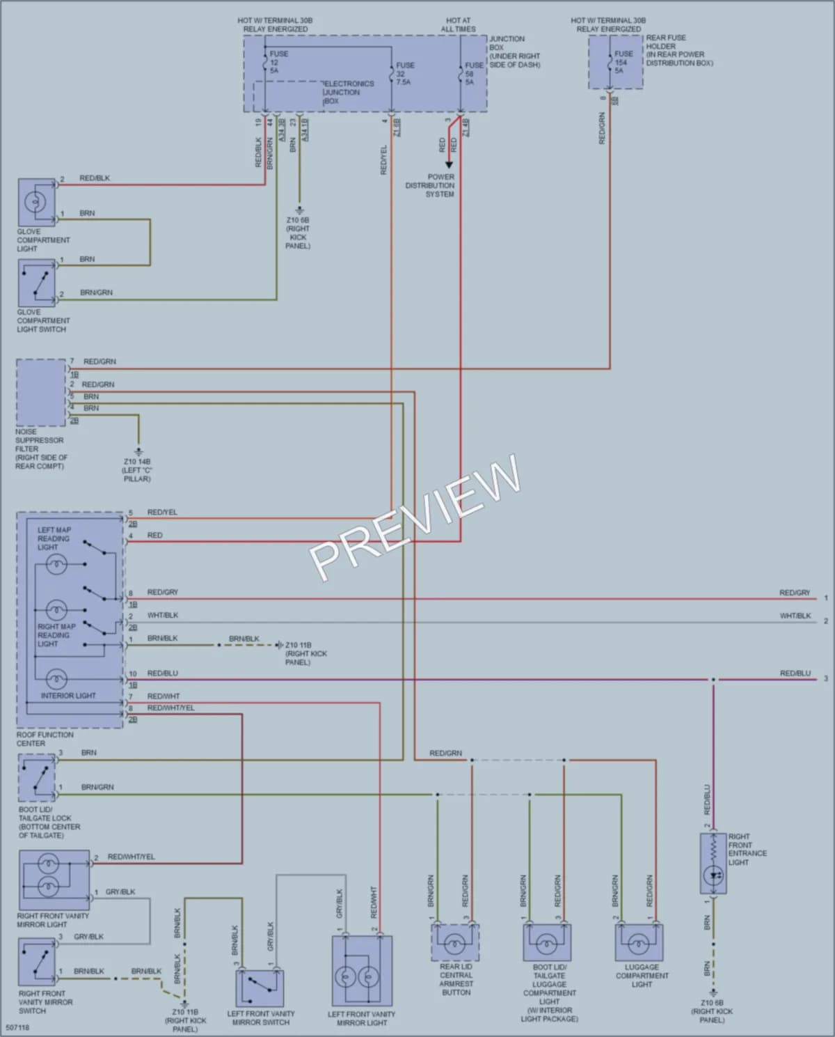 2016 BMW 650i Interior Lights wiring diagram preview