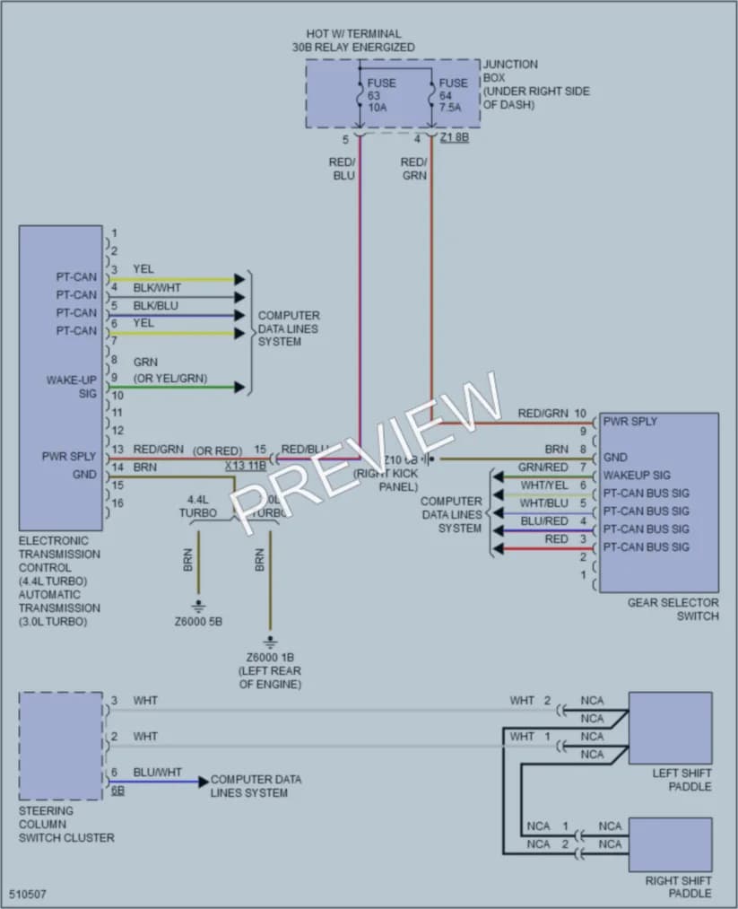 2016 BMW 650i Transmission wiring diagram preview